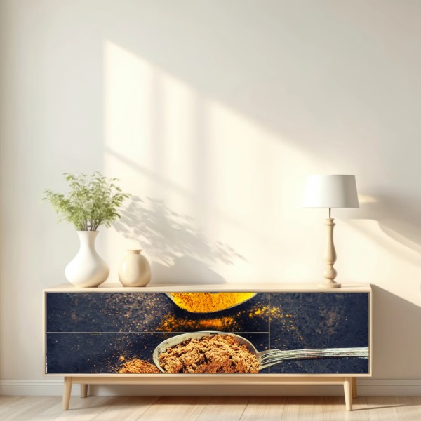 Naklejka repozycjonowalna kolorowe łyżki z przyprawami – Wallissimo® Naklejka repozycjonowalna kolorowe łyżki z przyprawami – Wallissimo®