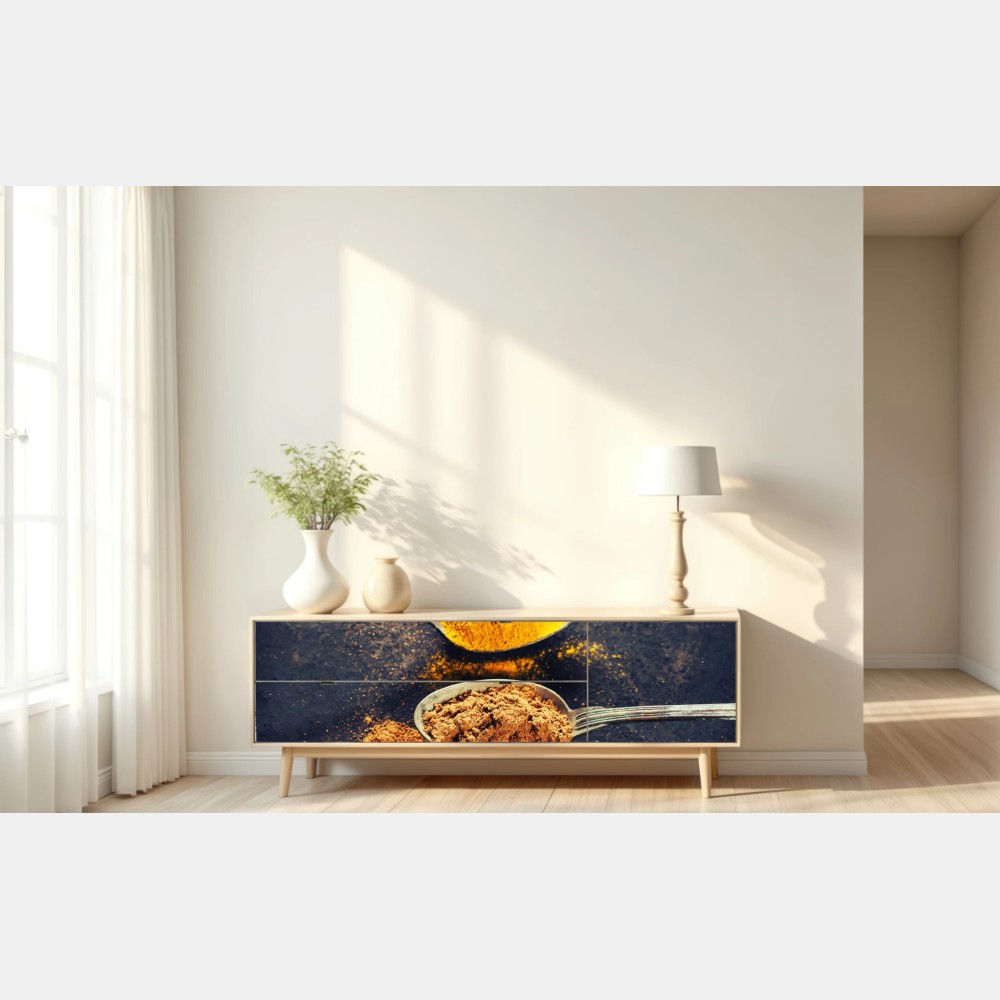 Naklejka repozycjonowalna kolorowe łyżki z przyprawami – Wallissimo® Naklejka repozycjonowalna kolorowe łyżki z przyprawami – Wallissimo®