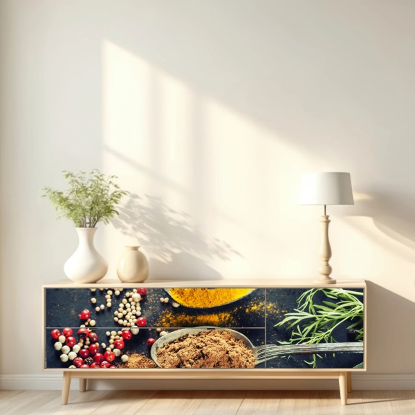 Naklejka repozycjonowalna kompozycja przypraw i ziół – Wallissimo® Naklejka repozycjonowalna kompozycja przypraw i ziół – Wallissimo®