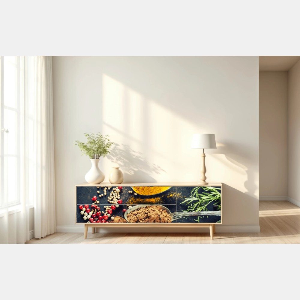 Naklejka repozycjonowalna kompozycja przypraw i ziół – Wallissimo® Naklejka repozycjonowalna kompozycja przypraw i ziół – Wallissimo®