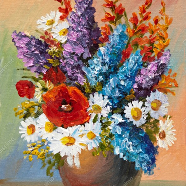 Naklejka repozycjonowalna wielobarwny bukiet w wazonie – Wallissimo® Naklejka repozycjonowalna wielobarwny bukiet w wazonie – Wallissimo®