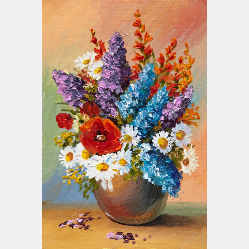 Naklejka repozycjonowalna wielobarwny bukiet w wazonie – Wallissimo® Naklejka repozycjonowalna wielobarwny bukiet w wazonie – Wallissimo®