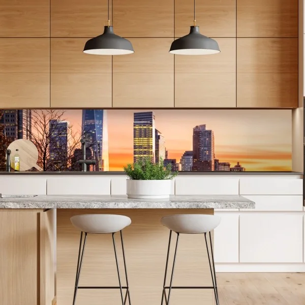 Naklejka repozycjonowalna granatowy motyw z złotymi konturami kwiatów – Wallissimo®