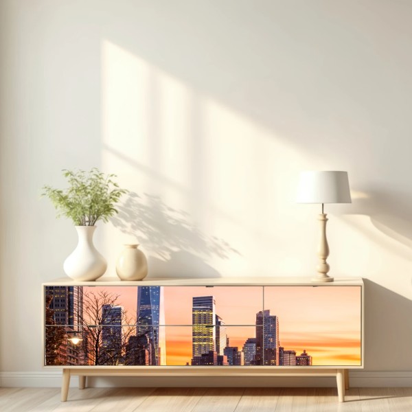 Naklejka repozycjonowalna Dolny Manhattan zachód słońca – Wallissimo® Naklejka repozycjonowalna Dolny Manhattan zachód słońca – Wallissimo®