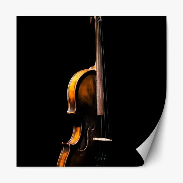 Naklejka repozycjonowalna eleganckie retro skrzypce na czarnym tle