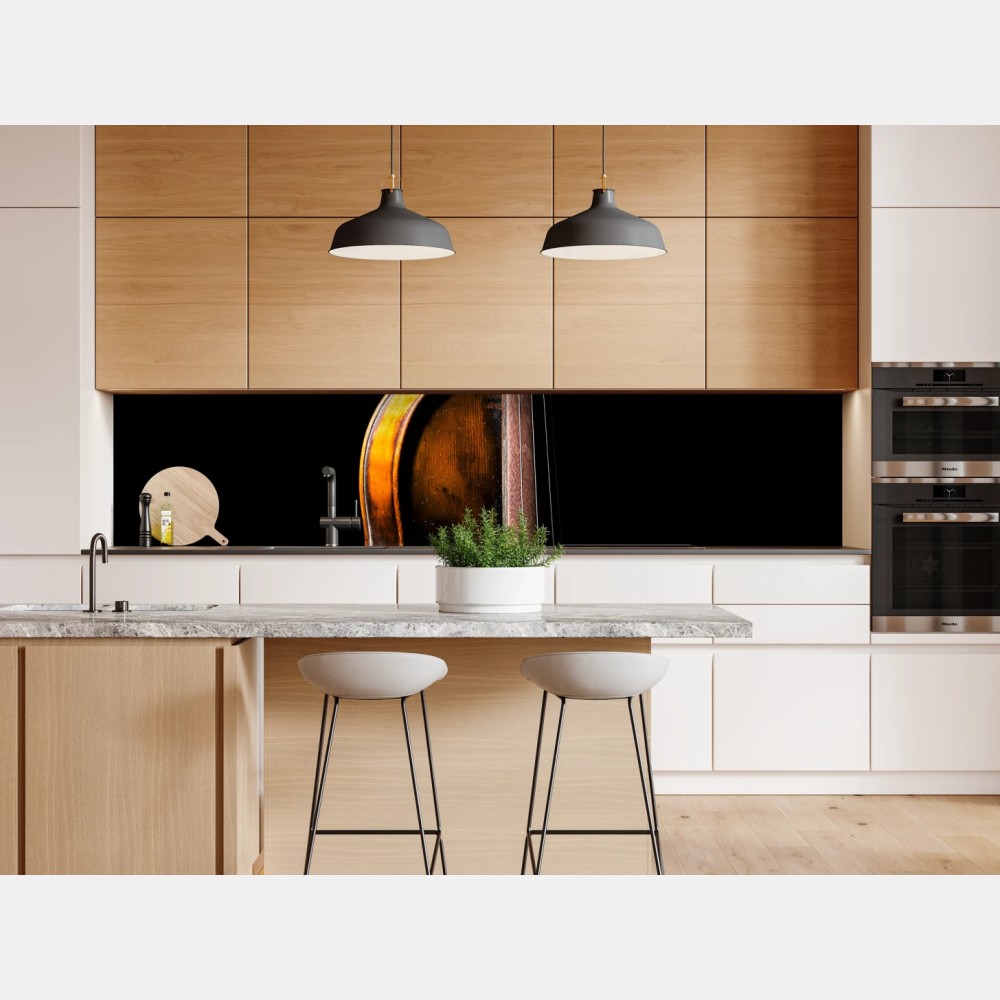 Naklejka repozycjonowalna eleganckie retro skrzypce na czarnym tle – Wallissimo® Naklejka repozycjonowalna eleganckie retro skrzypce na czarnym tle – Wallissimo®