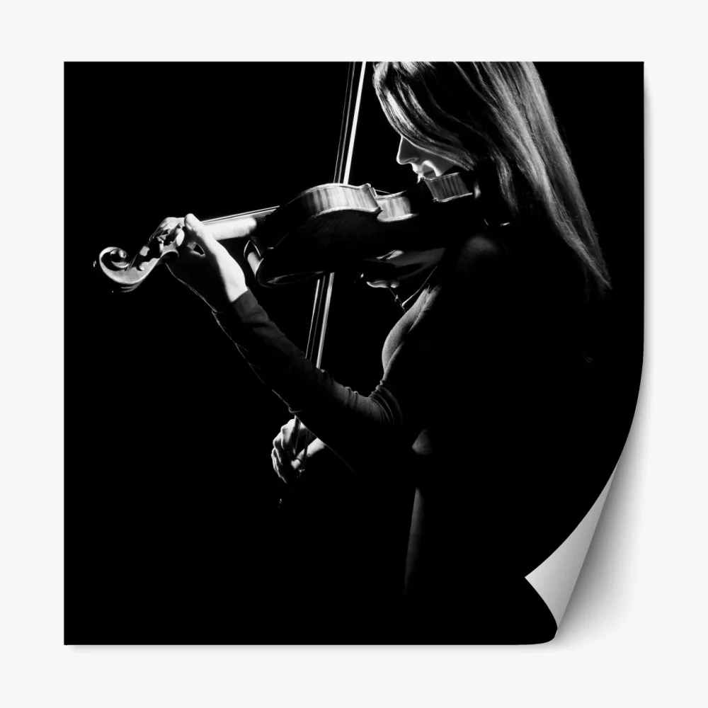 Naklejka repozycjonowalna elegancka sylwetka skrzypaczki – Wallissimo® Naklejka repozycjonowalna elegancka sylwetka skrzypaczki – Wallissimo®