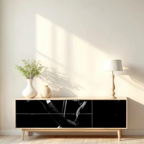 Naklejka repozycjonowalna elegancka sylwetka skrzypaczki – Wallissimo® Naklejka repozycjonowalna elegancka sylwetka skrzypaczki – Wallissimo®