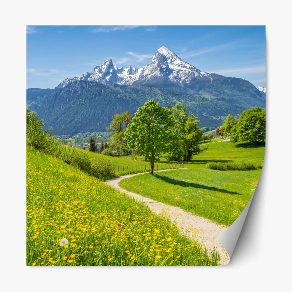 Naklejka repozycjonowalna alpejska łąka i górska ścieżka – Wallissimo® Naklejka repozycjonowalna alpejska łąka i górska ścieżka – Wallissimo®