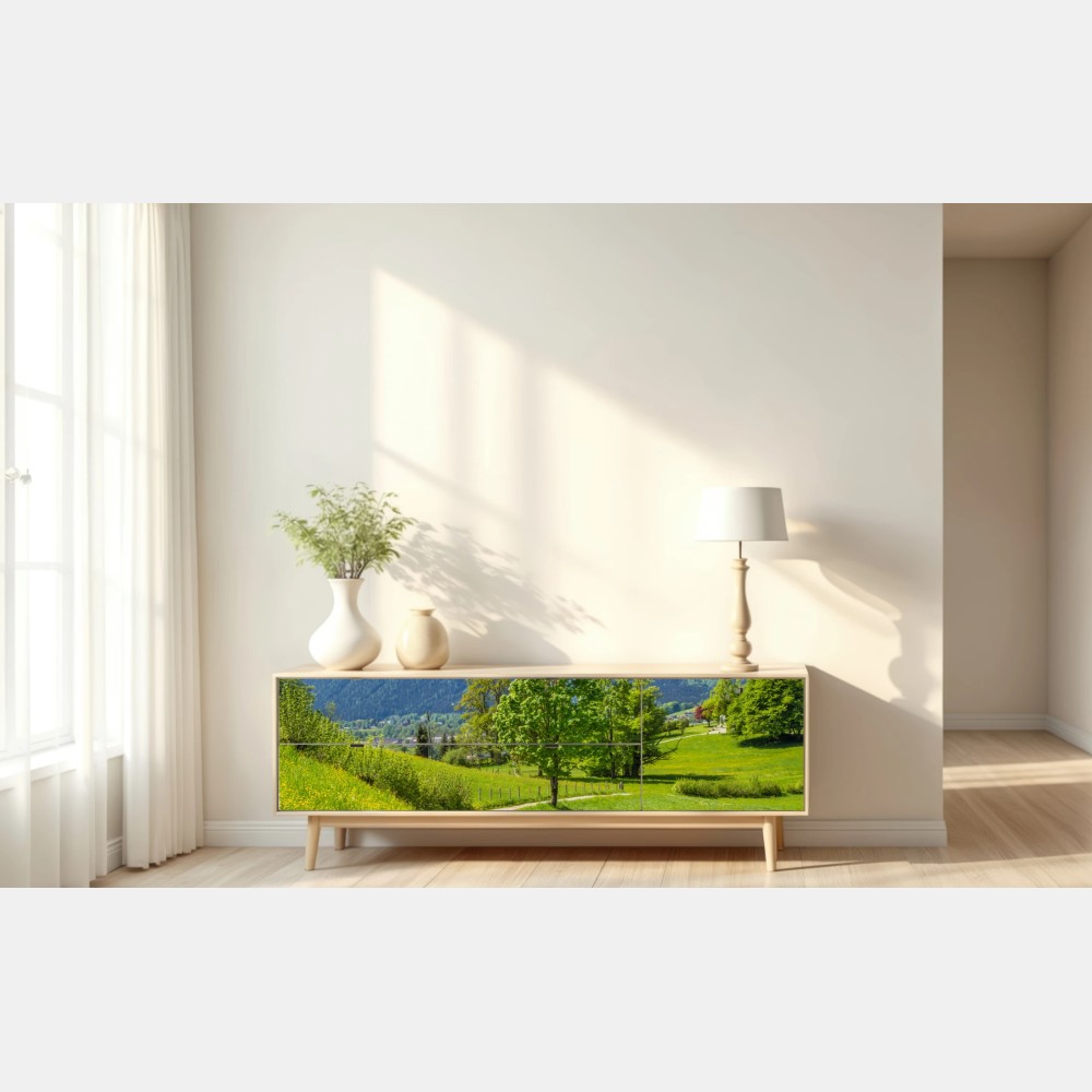 Naklejka repozycjonowalna alpejska łąka i górska ścieżka – Wallissimo® Naklejka repozycjonowalna alpejska łąka i górska ścieżka – Wallissimo®