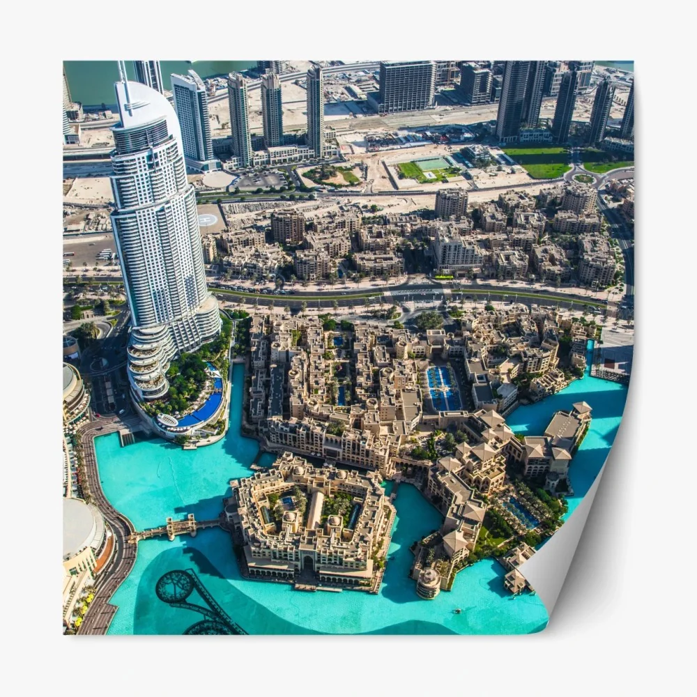 Naklejka repozycjonowalna widok z lotu ptaka na Downtown Dubai – Wallissimo® Naklejka repozycjonowalna widok z lotu ptaka na Downtown Dubai – Wallissimo®