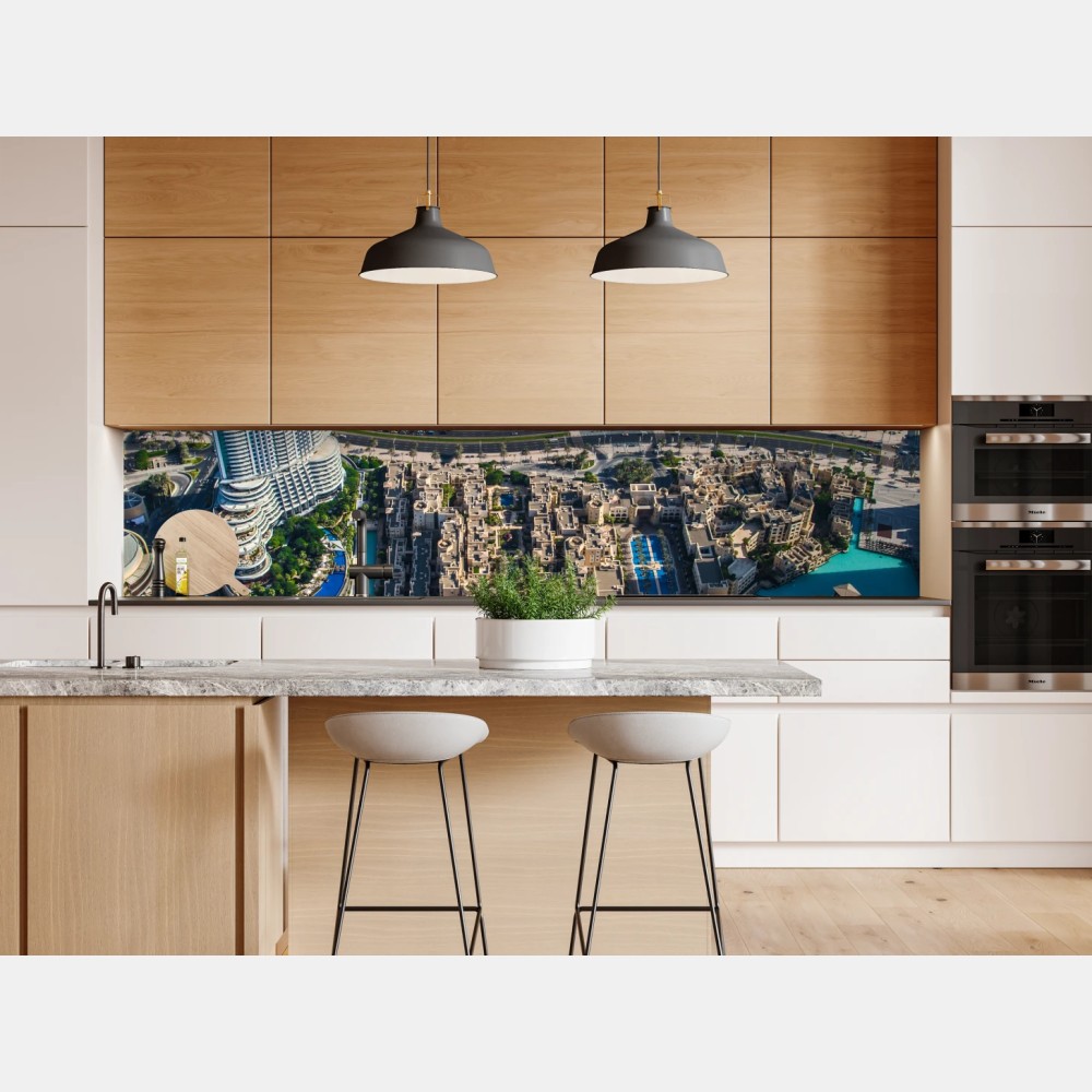 Naklejka repozycjonowalna widok z lotu ptaka na Downtown Dubai – Wallissimo® Naklejka repozycjonowalna widok z lotu ptaka na Downtown Dubai – Wallissimo®