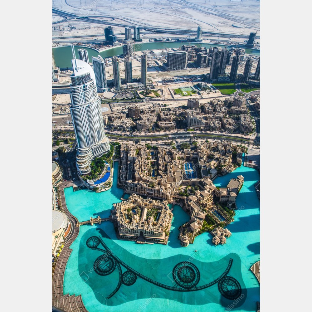 Naklejka repozycjonowalna widok z lotu ptaka na Downtown Dubai – Wallissimo® Naklejka repozycjonowalna widok z lotu ptaka na Downtown Dubai – Wallissimo®