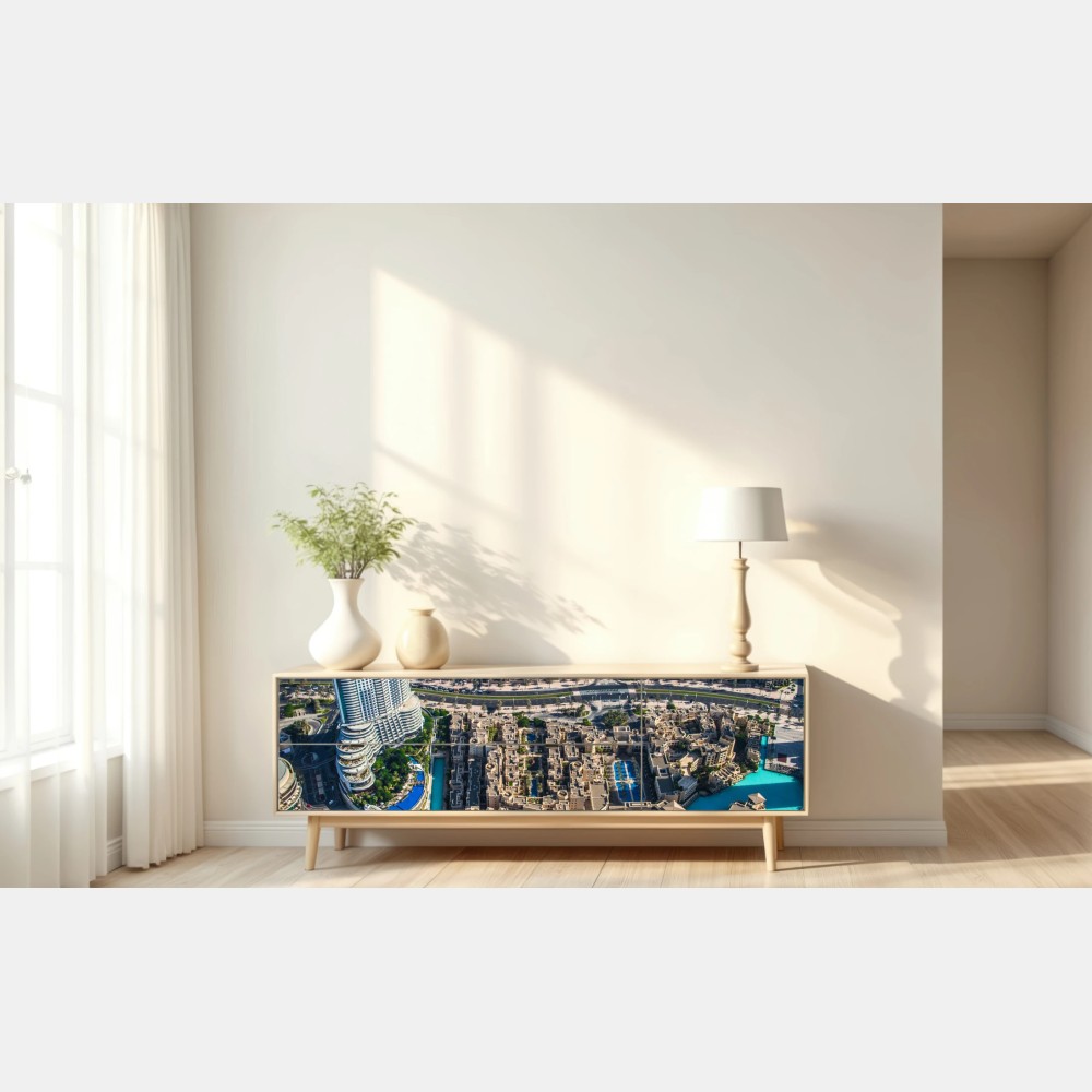 Naklejka repozycjonowalna widok z lotu ptaka na Downtown Dubai – Wallissimo® Naklejka repozycjonowalna widok z lotu ptaka na Downtown Dubai – Wallissimo®