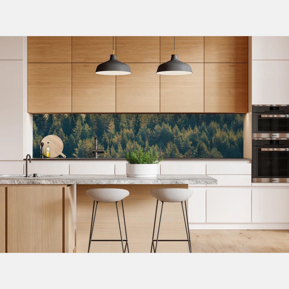 Naklejka repozycjonowalna mglisty las sosnowy o świcie – Wallissimo® Naklejka repozycjonowalna mglisty las sosnowy o świcie – Wallissimo®