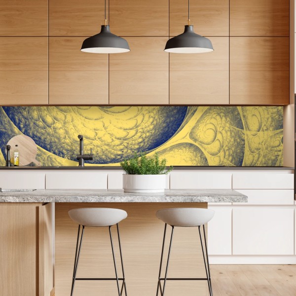 Naklejka repozycjonowalna słoneczne podwórko pełne kwiatów i zielonych drzwi – Wallissimo®