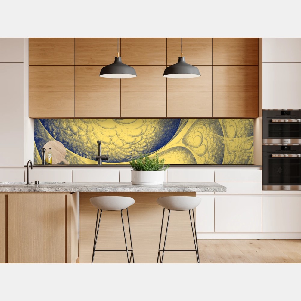 Naklejka repozycjonowalna złota spiralna fraktalna kompozycja – Wallissimo® Naklejka repozycjonowalna złota spiralna fraktalna kompozycja – Wallissimo®