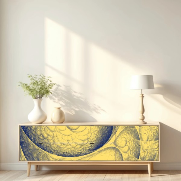 Naklejka repozycjonowalna złota spiralna fraktalna kompozycja – Wallissimo® Naklejka repozycjonowalna złota spiralna fraktalna kompozycja – Wallissimo®