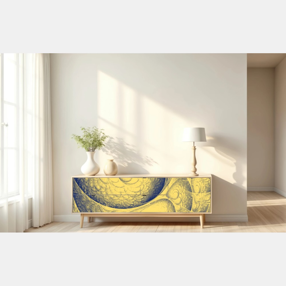 Naklejka repozycjonowalna złota spiralna fraktalna kompozycja – Wallissimo® Naklejka repozycjonowalna złota spiralna fraktalna kompozycja – Wallissimo®