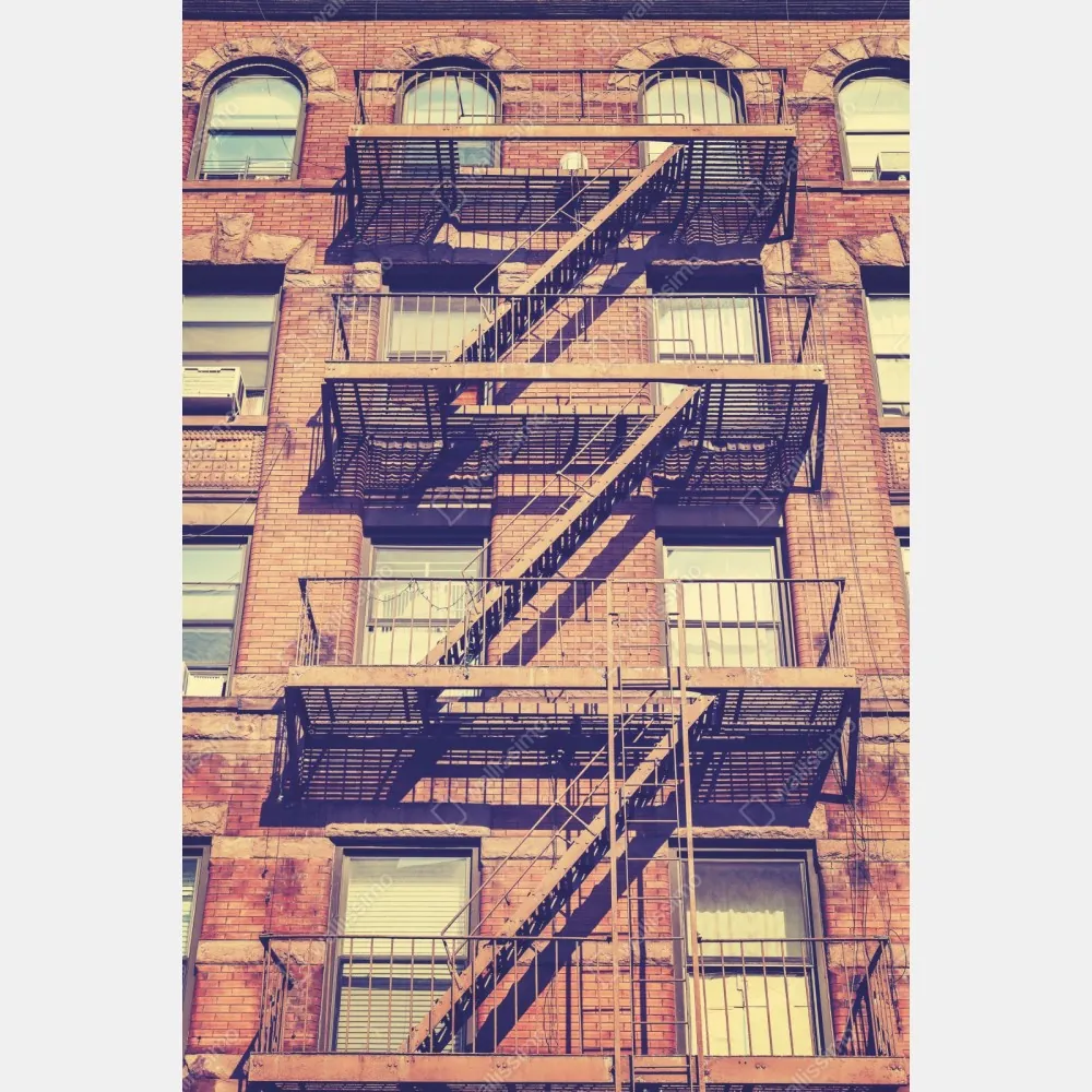 Naklejka repozycjonowalna vintage drabiny pożarowe z Nowego Jorku – Wallissimo® Naklejka repozycjonowalna vintage drabiny pożarowe z Nowego Jorku – Wallissimo®