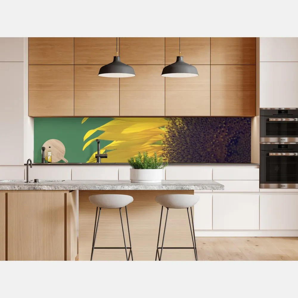 Naklejka repozycjonowalna promienny słonecznik na retro niebie – Wallissimo® Naklejka repozycjonowalna promienny słonecznik na retro niebie – Wallissimo®