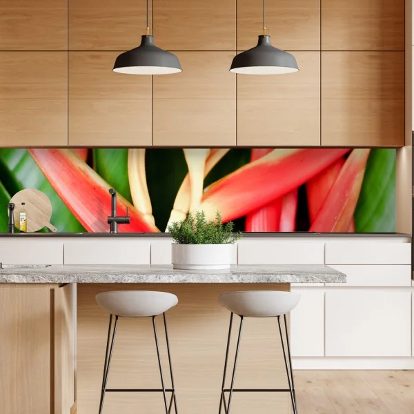 Naklejka repozycjonowalna żywe tropikalne kwiaty heliconia – Wallissimo® Naklejka repozycjonowalna żywe tropikalne kwiaty heliconia – Wallissimo®
