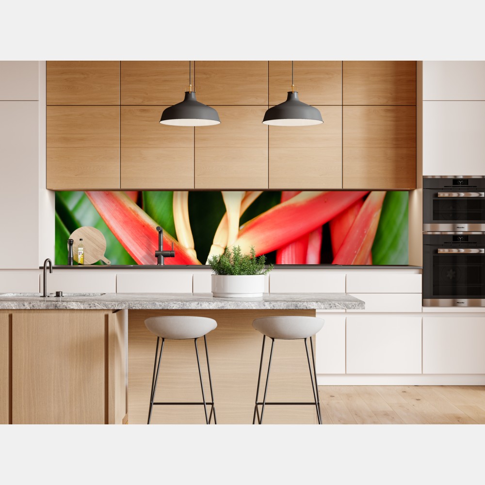 Naklejka repozycjonowalna żywe tropikalne kwiaty heliconia – Wallissimo® Naklejka repozycjonowalna żywe tropikalne kwiaty heliconia – Wallissimo®