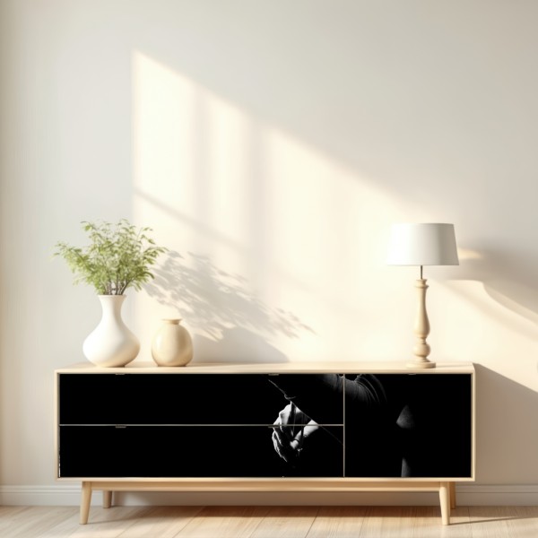 Naklejka repozycjonowalna elegancka skrzypaczka w sylwecie – Wallissimo® Naklejka repozycjonowalna elegancka skrzypaczka w sylwecie – Wallissimo®