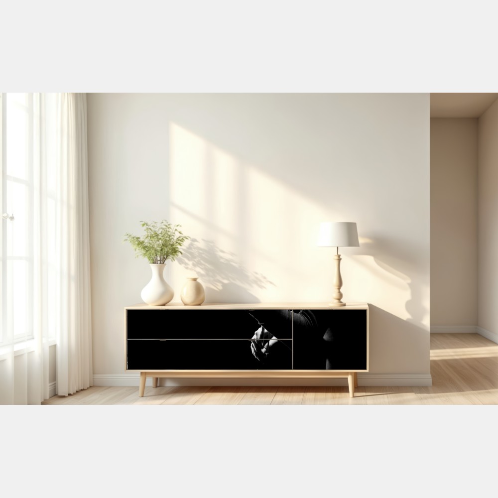 Naklejka repozycjonowalna elegancka skrzypaczka w sylwecie – Wallissimo® Naklejka repozycjonowalna elegancka skrzypaczka w sylwecie – Wallissimo®