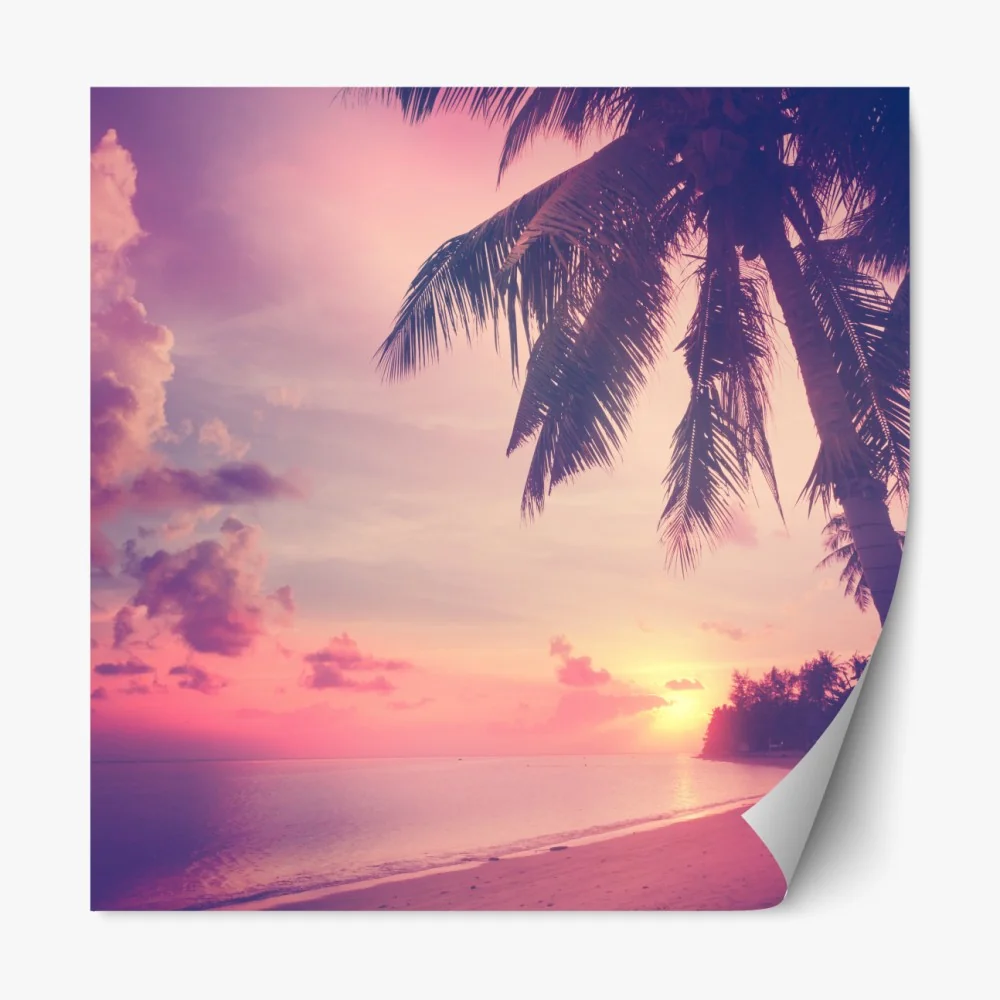 Naklejka repozycjonowalna tropikalny zachód słońca na plaży – Wallissimo® Naklejka repozycjonowalna tropikalny zachód słońca na plaży – Wallissimo®