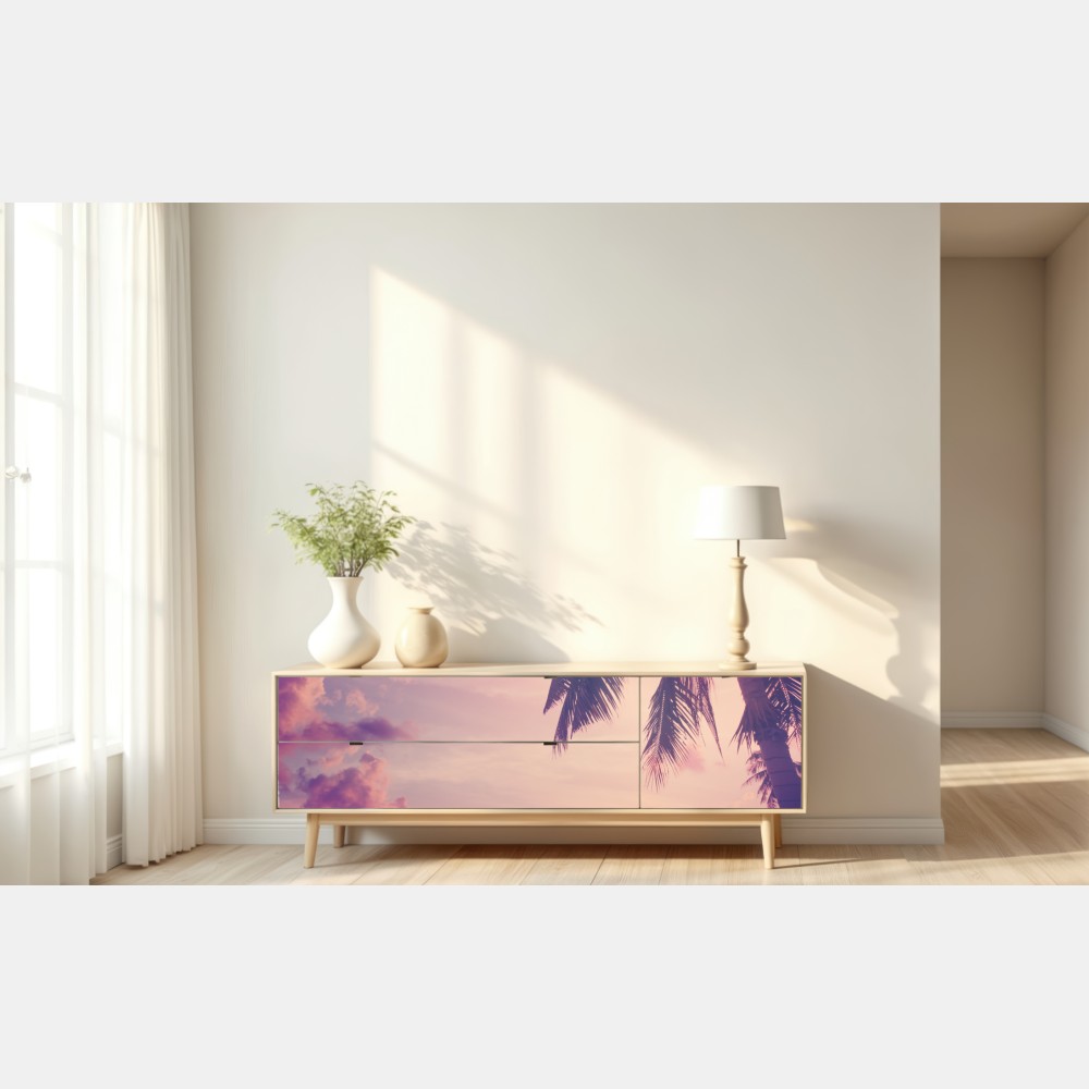 Naklejka repozycjonowalna tropikalny zachód słońca na plaży – Wallissimo® Naklejka repozycjonowalna tropikalny zachód słońca na plaży – Wallissimo®