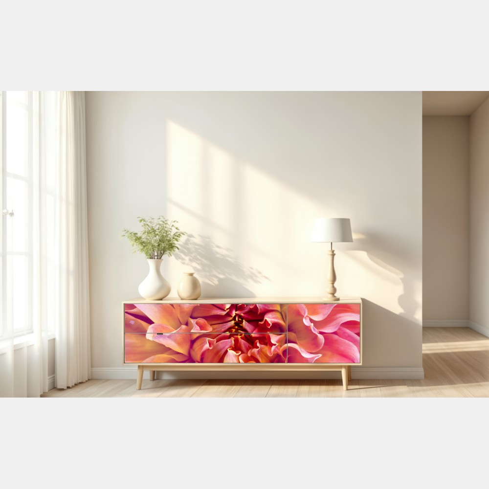 Naklejka repozycjonowalna różowa dalia w zbliżeniu – Wallissimo® Naklejka repozycjonowalna różowa dalia w zbliżeniu – Wallissimo®