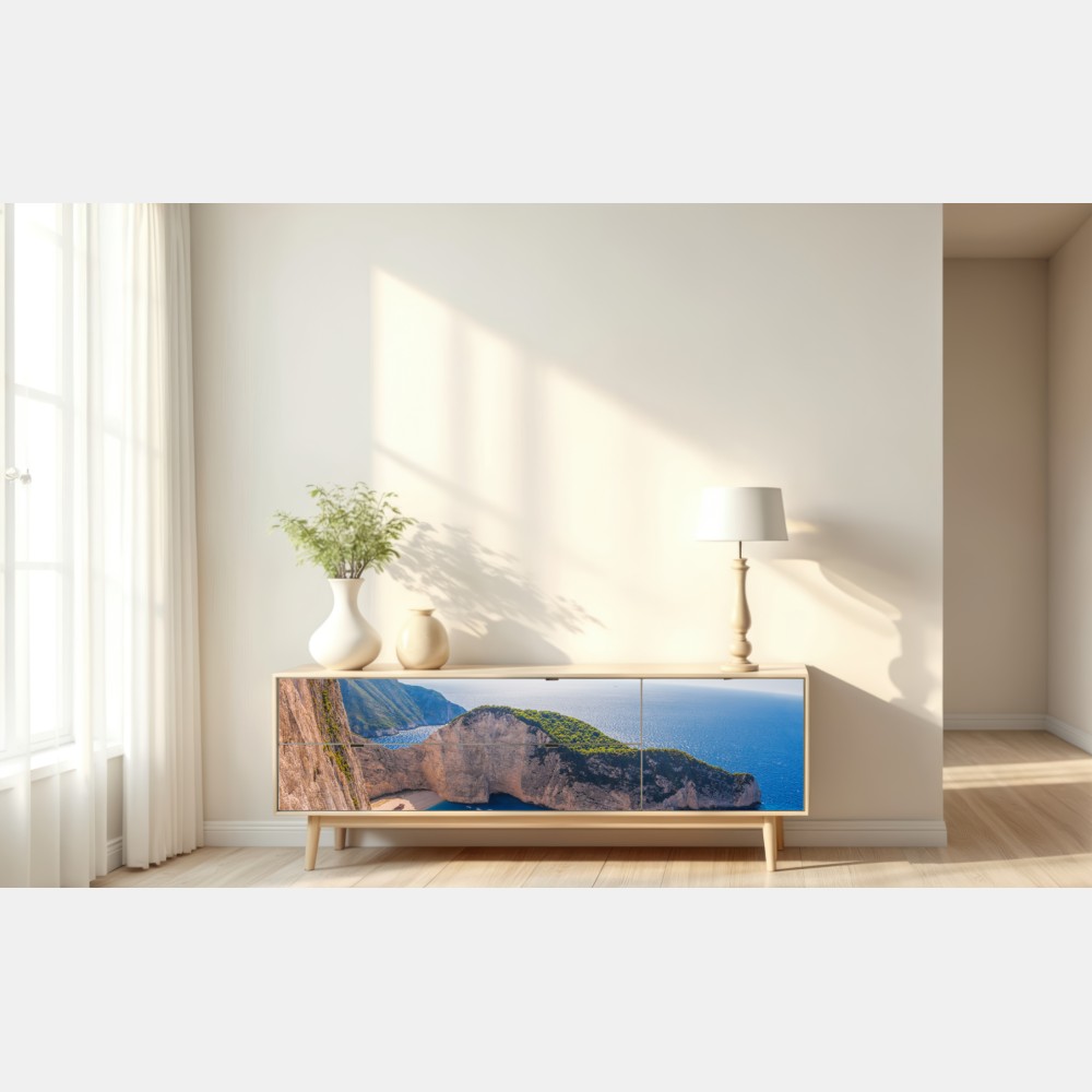 Naklejka repozycjonowalna słoneczne klify na plaży Navagio, Zakynthos – Wallissimo® Naklejka repozycjonowalna słoneczne klify na plaży Navagio, Zakynthos – Wallissimo®