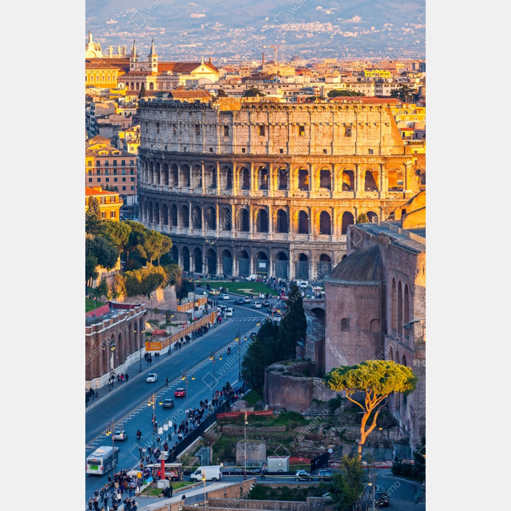 Naklejka repozycjonowalna złote koloseum o zachodzie słońca, Rzym – Wallissimo® Naklejka repozycjonowalna złote koloseum o zachodzie słońca, Rzym – Wallissimo®