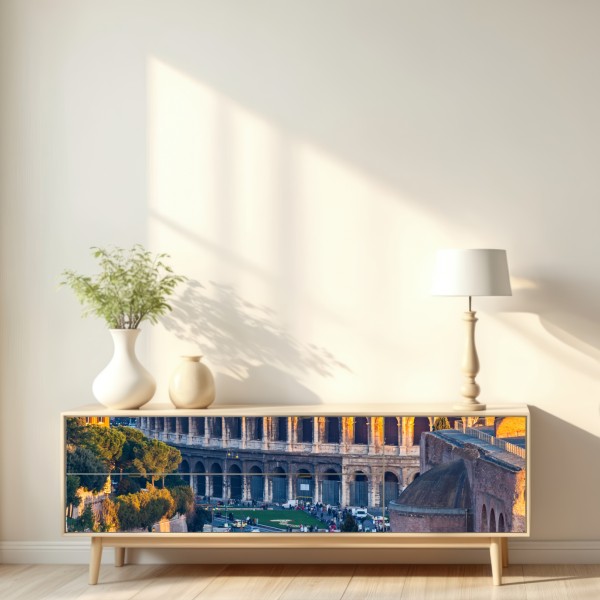 Naklejka repozycjonowalna złote koloseum o zachodzie słońca, Rzym – Wallissimo® Naklejka repozycjonowalna złote koloseum o zachodzie słońca, Rzym – Wallissimo®