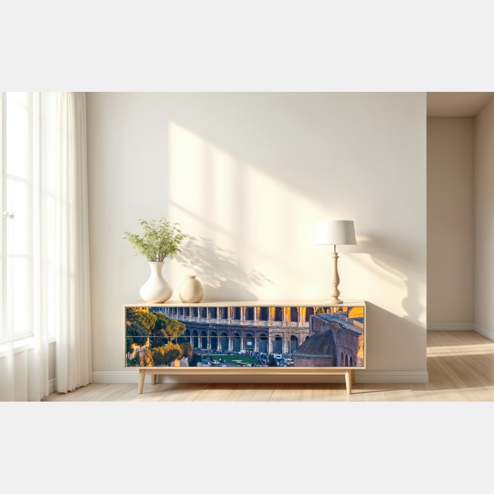 Naklejka repozycjonowalna złote koloseum o zachodzie słońca, Rzym – Wallissimo® Naklejka repozycjonowalna złote koloseum o zachodzie słońca, Rzym – Wallissimo®