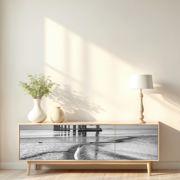 Naklejka repozycjonowalna minimalistyczny most wantowy w monochromie – Wallissimo® Naklejka repozycjonowalna minimalistyczny most wantowy w monochromie – Wallissimo®