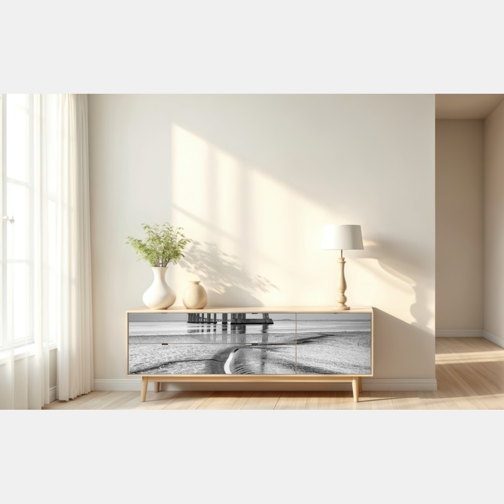 Naklejka repozycjonowalna minimalistyczny most wantowy w monochromie – Wallissimo® Naklejka repozycjonowalna minimalistyczny most wantowy w monochromie – Wallissimo®