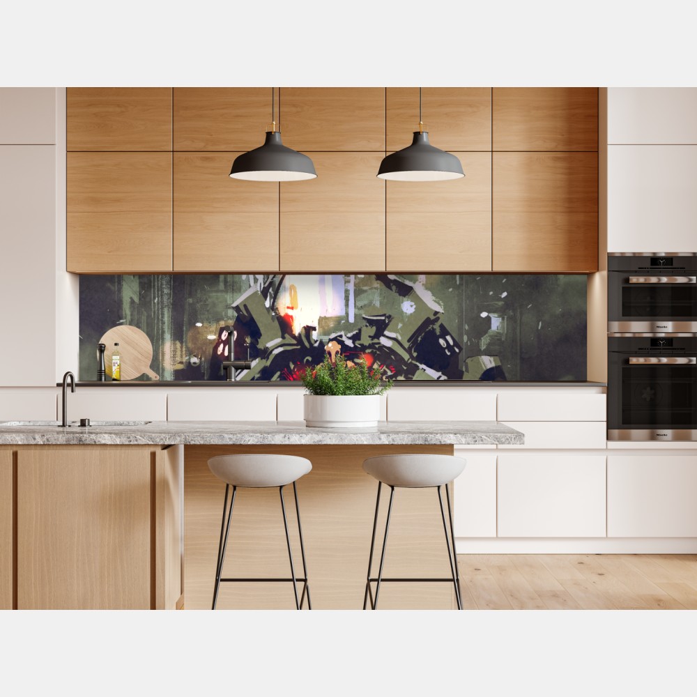 Naklejka repozycjonowalna futurystyczny mech w neonowym mieście – Wallissimo® Naklejka repozycjonowalna futurystyczny mech w neonowym mieście – Wallissimo®