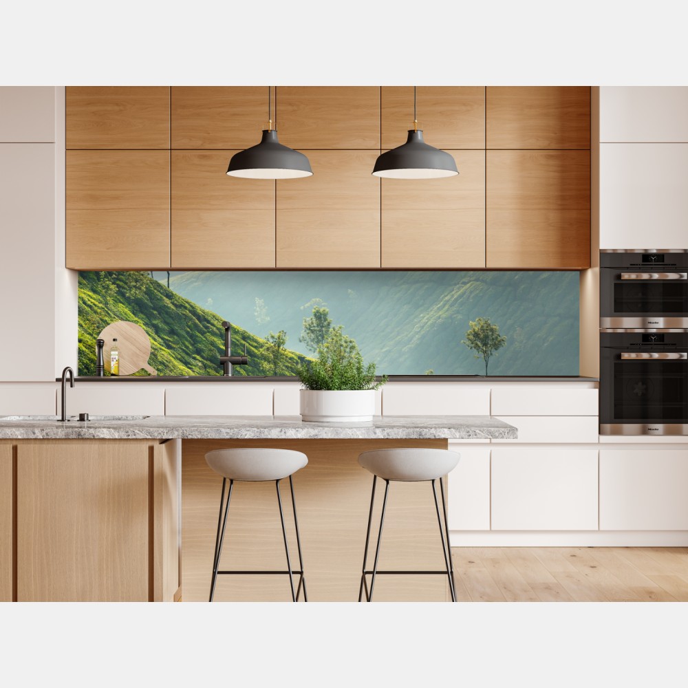 Naklejka repozycjonowalna mglisty krajobraz plantacji herbaty w Munnar – Wallissimo® Naklejka repozycjonowalna mglisty krajobraz plantacji herbaty w Munnar – Wallissimo®