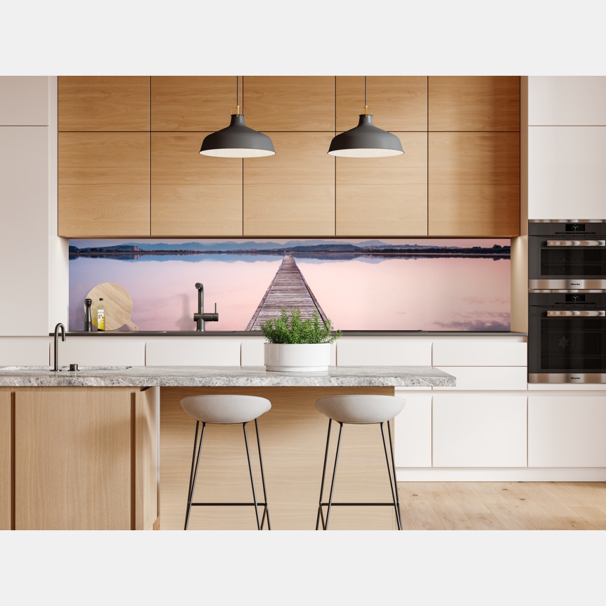 Naklejka repozycjonowalna pomost prowadzący w stronę horyzontu o zachodzie słońca – Wallissimo® Naklejka repozycjonowalna pomost prowadzący w stronę horyzontu o zachodzie słońca – Wallissimo®