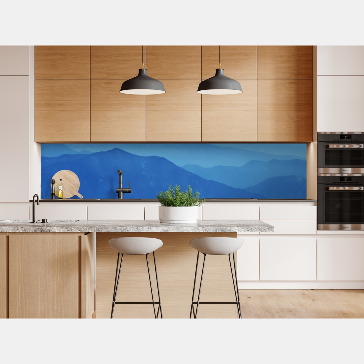 Naklejka repozycjonowalna mglista niebieska panorama gór – Wallissimo® Naklejka repozycjonowalna mglista niebieska panorama gór – Wallissimo®