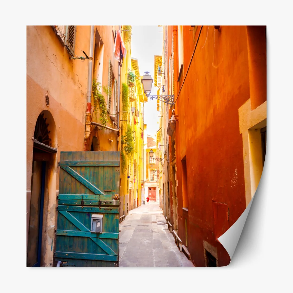 Naklejka repozycjonowalna kolorowa uliczka w stylu śródziemnomorskim – Wallissimo® Naklejka repozycjonowalna kolorowa uliczka w stylu śródziemnomorskim – Wallissimo®