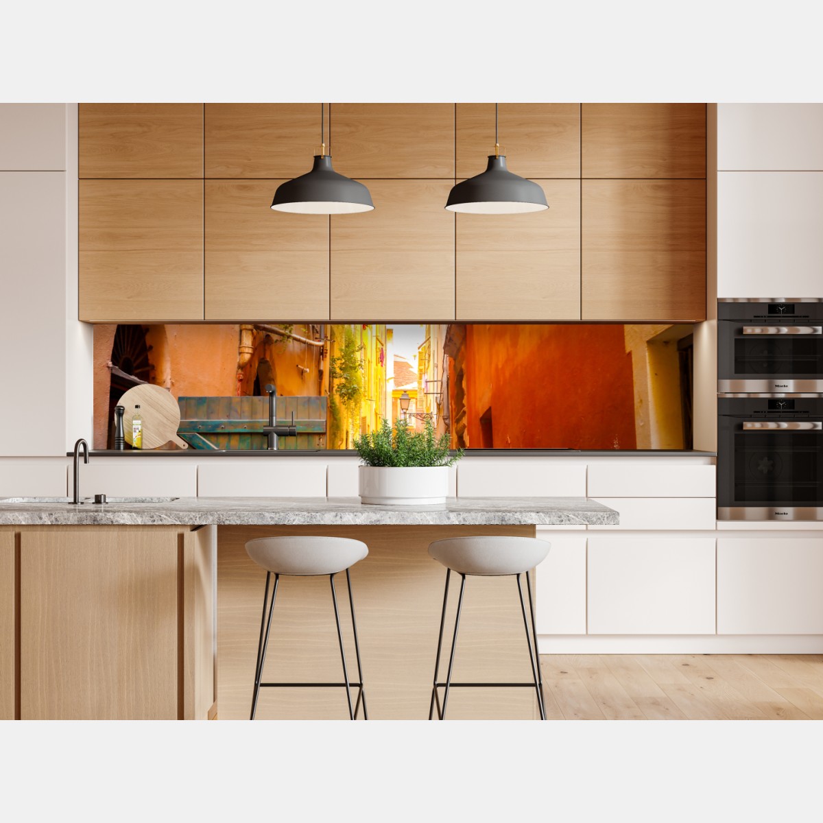 Naklejka repozycjonowalna kolorowa uliczka w stylu śródziemnomorskim – Wallissimo® Naklejka repozycjonowalna kolorowa uliczka w stylu śródziemnomorskim – Wallissimo®