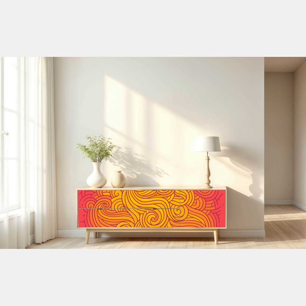 Naklejka repozycjonowalna ciepły wirujący abstrakcyjny wzór – Wallissimo® Naklejka repozycjonowalna ciepły wirujący abstrakcyjny wzór – Wallissimo®