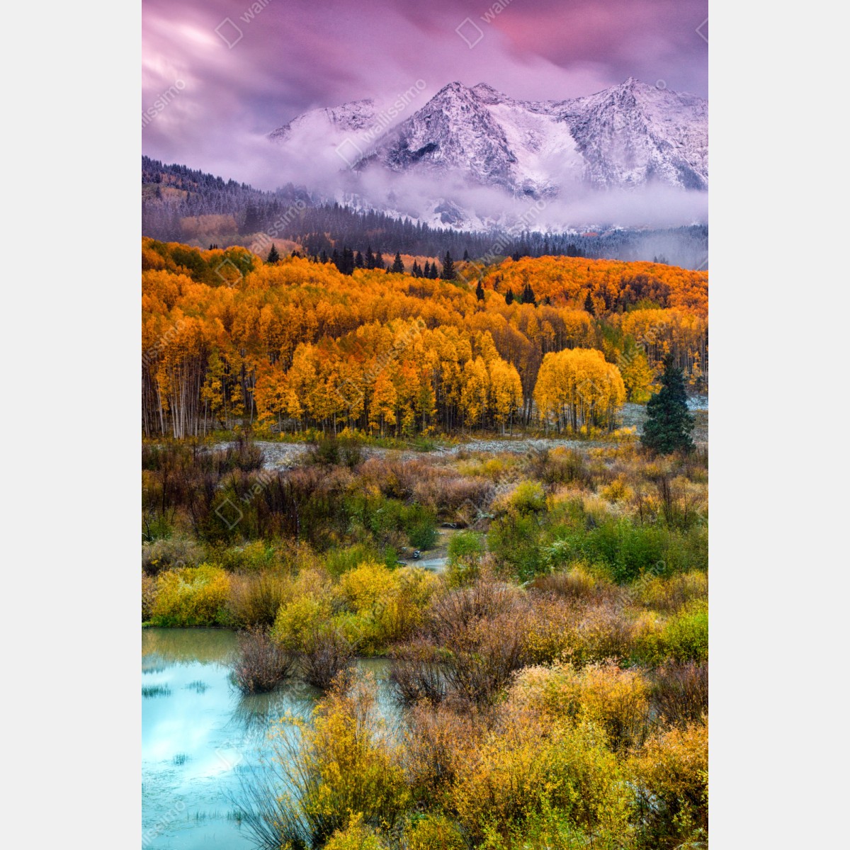Naklejka repozycjonowalna różowy wschód słońca nad East Beckwith Mountain – Wallissimo® Naklejka repozycjonowalna różowy wschód słońca nad East Beckwith Mountain – Wallissimo®