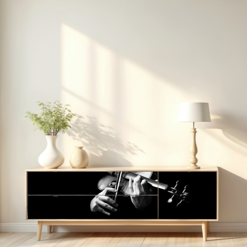 Naklejka repozycjonowalna skrzypce w monochromie – Wallissimo® Naklejka repozycjonowalna skrzypce w monochromie – Wallissimo®