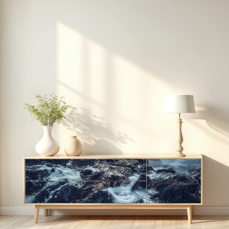 Naklejka repozycjonowalna nastrojowe skaliste wybrzeże o zmierzchu – Wallissimo® Naklejka repozycjonowalna nastrojowe skaliste wybrzeże o zmierzchu – Wallissimo®