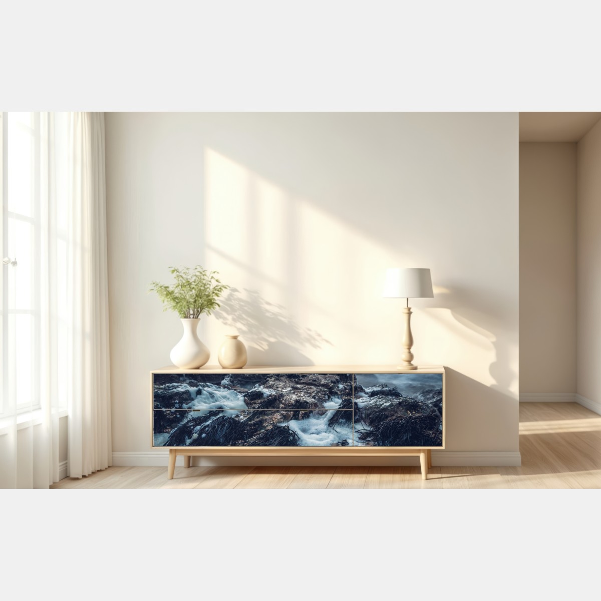 Naklejka repozycjonowalna nastrojowe skaliste wybrzeże o zmierzchu – Wallissimo® Naklejka repozycjonowalna nastrojowe skaliste wybrzeże o zmierzchu – Wallissimo®