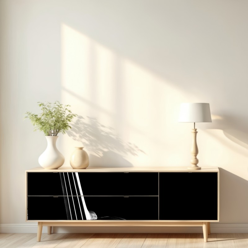 Naklejka repozycjonowalna elegancka sylwetka skrzypiec na czarnym tle – Wallissimo® Naklejka repozycjonowalna elegancka sylwetka skrzypiec na czarnym tle – Wallissimo®